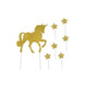 Gold Glitter Unicorn Stars Cake Topper Set