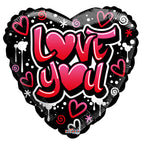 Love You Heart Graffiti (requires heat-sealing) 9″ Foil Balloons by Convergram from Instaballoons