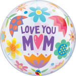 Love You Mom Flowers 22″ Bubble Balloon by Qualatex from Instaballoons