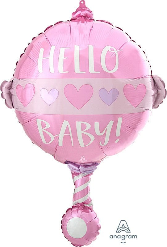 Hello Baby Girl Rattle 24″ Balloon – instaballoons Wholesale