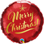 Merry Christmas Red Gold Script 18″ Foil Balloon by Qualatex from Instaballoons