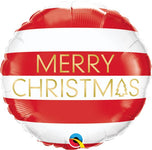 Merry Christmas Red White Stripes 18″ Foil Balloon by Qualatex from Instaballoons