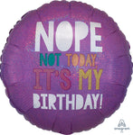 Nope Not Today It's My Birthday 18″ Foil Balloon by Anagram from Instaballoons