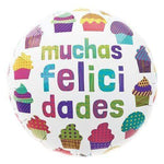 18" Felicidades Scribble Cupcakes Foil Mylar Balloons