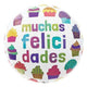 18" Felicidades Scribble Cupcakes Foil Mylar Balloons