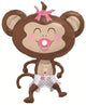 41" Baby Girl Monkey Foil Balloon