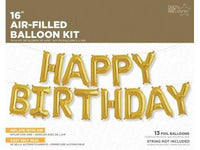 Northstar Mylar & Foil Gold 16″ Happy Birthday Self Sealing Air Filled Banner Balloon Kit
