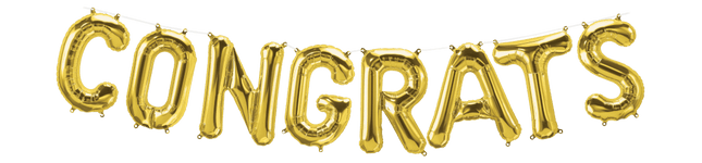Northstar Mylar & Foil Gold CONGRATS 16" Balloon Banner Kit