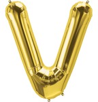 Northstar Mylar & Foil Gold Letter V 34" Balloon