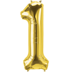 Northstar Mylar & Foil Gold Number 1 (One) 34" Balloon