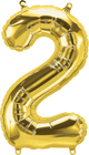 Gold Number 2 (Two) 16" Balloon
