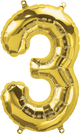 Gold Number 3 (Three) 16" Balloon