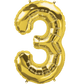 Gold Number 3 (Three) 34" Balloon