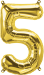 Northstar Mylar & Foil Gold Number 5 (Five) 16" Balloon