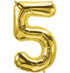 Gold Number 5 (Five) 34" Balloon