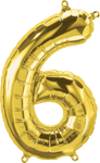 Northstar Mylar & Foil Gold Number 6 (Six) 16" Balloon