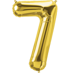 Northstar Mylar & Foil Gold Number 7 (Seven) 34" Balloon