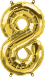 Gold Number 8 (Eight) 16" Balloon