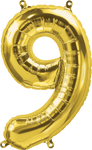 Gold Number 9 (Nine) 16" Balloon