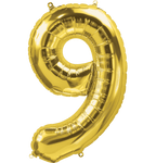 Northstar Mylar & Foil Gold Number 9 (Nine) 34" Balloon
