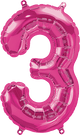 Magenta Number 3 (Three) 16" Balloon