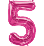 Magenta Number 5 (Five) 34" Balloon