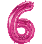 Northstar Mylar & Foil Magenta Number 6 (Six) 34" Balloon