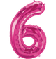 Magenta Number 6 (Six) 34" Balloon