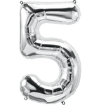 Northstar Mylar & Foil Silver Number 5 (Five) 34" Balloon