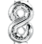 Northstar Mylar & Foil Silver Number 8 (Eight) 34" Balloon