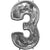 Number 3 BalloonFormz Silver 54″ Foil Balloon by Anagram from Instaballoons