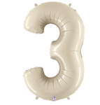 Number 3 White Sand 34″ Foil Balloon by Betallic from Instaballoons