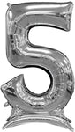 Number 5 Silver Standing 50″ Foil Balloon by Anagram from Instaballoons