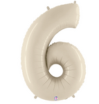 Number 6 White Sand 34″ Foil Balloon by Betallic from Instaballoons