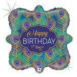 Peacock Happy Birthday Hololographic 18″ Foil Balloon by Betallic from Instaballoons