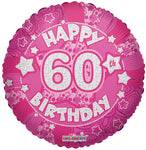 Pink Happy 60th Birthday 18″ Foil Balloons by Convergram from Instaballoons