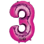 Pink Number 3 34″ Foil Balloon by Anagram from Instaballoons