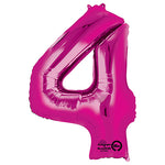 Pink Number 4 34″ Foil Balloon by Anagram from Instaballoons