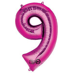 Pink Number 9 34″ Foil Balloon by Anagram from Instaballoons
