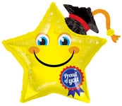 Proud of You Smiley Graduation Star 36″ Foil Balloon by Convergram from Instaballoons