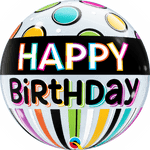 Birthday Black Band & Dots 22″ Bubble Balloon