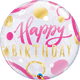 Birthday Pink & Gold Dots 22″ Bubble Balloon