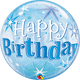 Happy Birthday Blue Starburst Sparkle 22″ Bubble Balloon