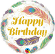Happy Birthday Peacock Feathers 18″ Balloon