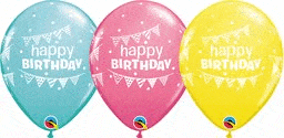 Qualatex Happy Birthday Pennants 11" Latex Balloons (50 count)