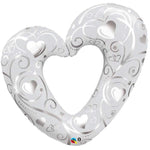 Qualatex Hearts & Filigree Pearl White 42″ Balloon