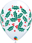 Holly & Berries 11″ Latex Balloons (50)