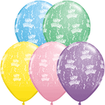 11″ Birthday-A-Round Pastel Assorted Latex Balloons 50 Count