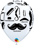 Qualatex Latex 11" Round Mustache Styles Balloons (50 pack)