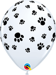 Qualatex Latex 11" Round Paw Prints-A-Round Balloons (50 pack)